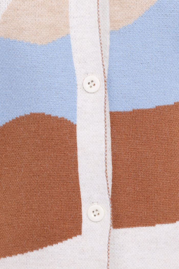 Petal and Pup USA KNITWEAR Tulula Abstract Print Cardigan - Cream