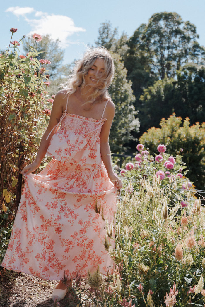 Petal and Pup USA BOTTOMS Tyler Drop Waist Maxi Skirt - Rose Pink Floral