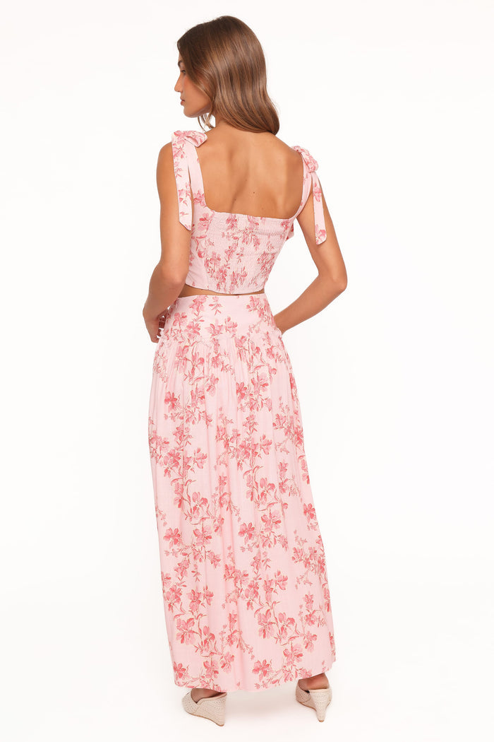 Petal and Pup USA BOTTOMS Tyler Drop Waist Maxi Skirt - Rose Pink Floral