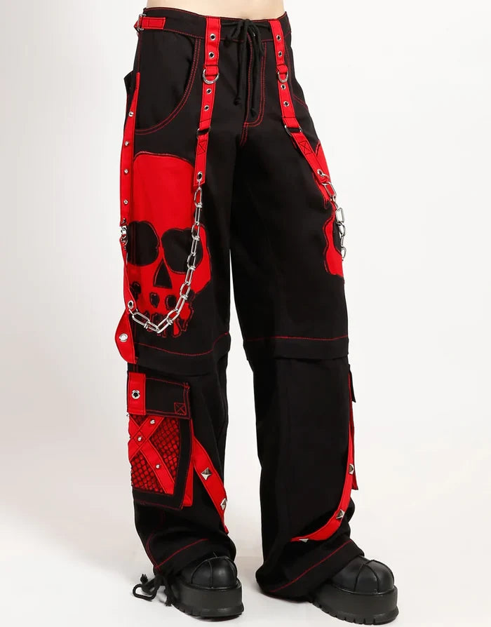 UNISEX Black Scare Dark Street Pant w/ Red Skull Details