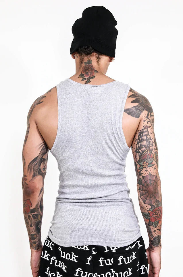 model showing back of tank top