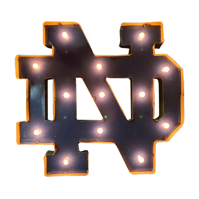 University of Notre Dame Lighted Recycled Metal Wall Decor