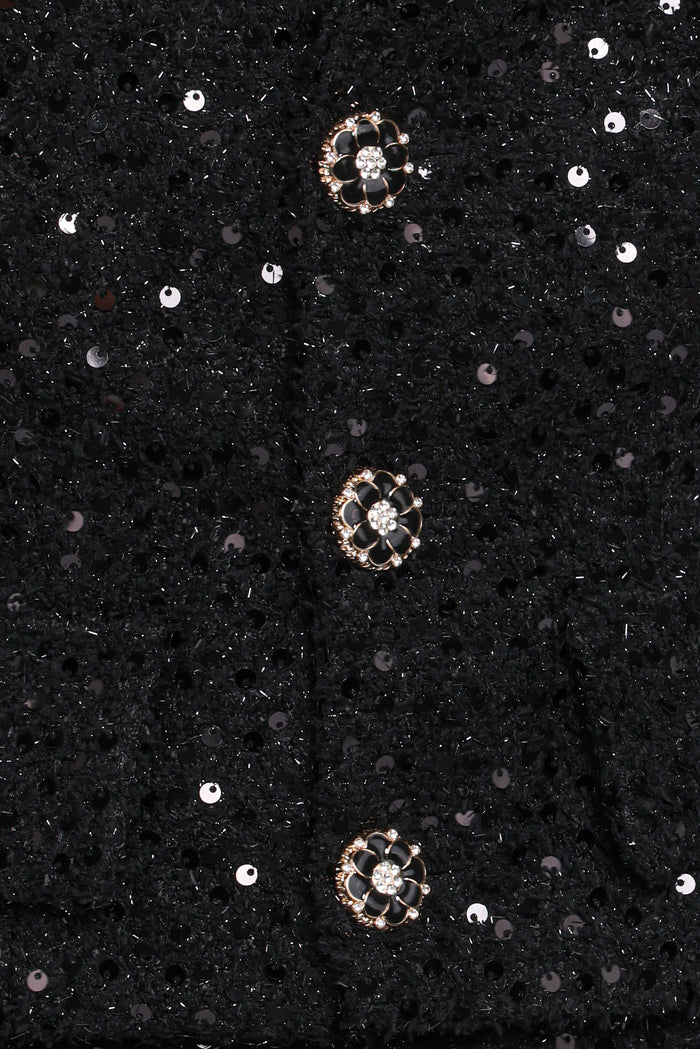 Petal and Pup USA OUTERWEAR Valentina Cropped Blazer - Black Sequin
