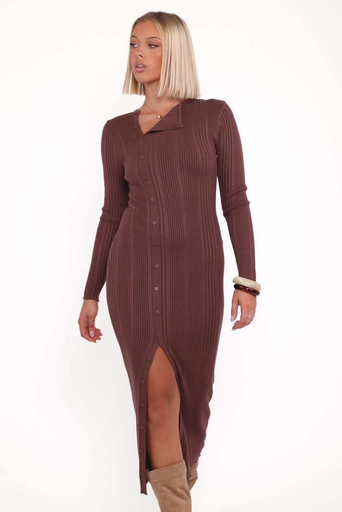 Petal and Pup USA DRESSES Valia Midi Dress - Espresso