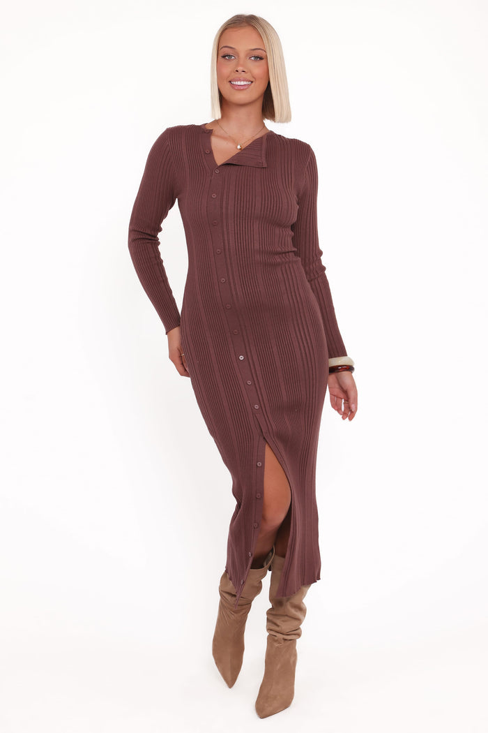 Petal and Pup USA DRESSES Valia Midi Dress - Espresso