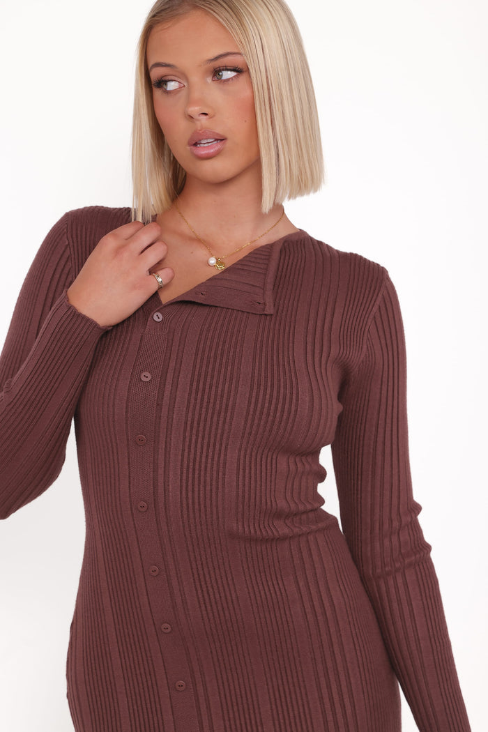Petal and Pup USA DRESSES Valia Midi Dress - Espresso
