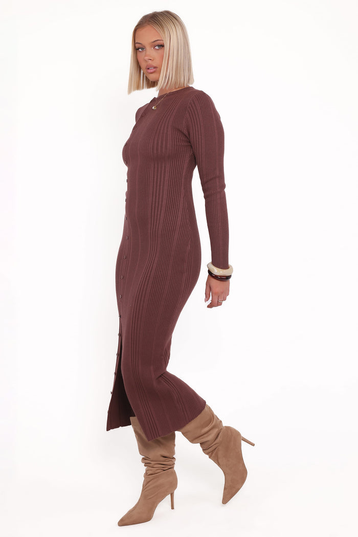 Petal and Pup USA DRESSES Valia Midi Dress - Espresso