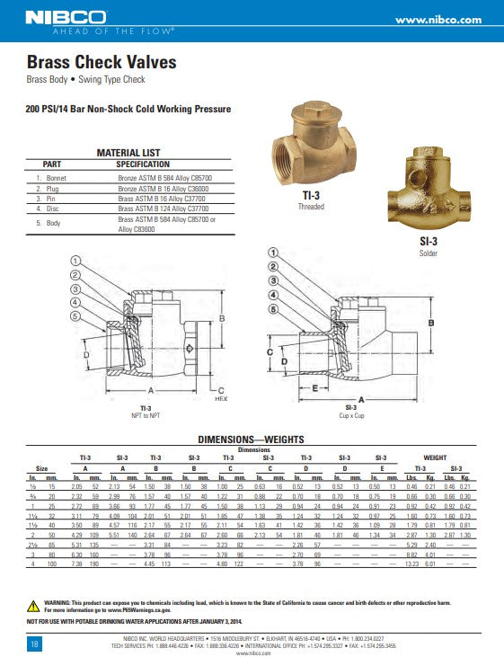 VALVULA CHECK BRONCE TIPO TEE 1" - MIPG0378