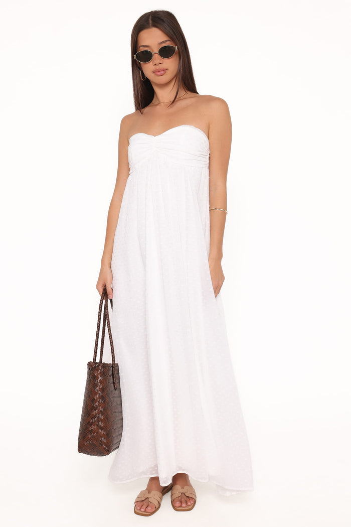 Petal and Pup USA DRESSES Vee Strapless Maxi Dress - White