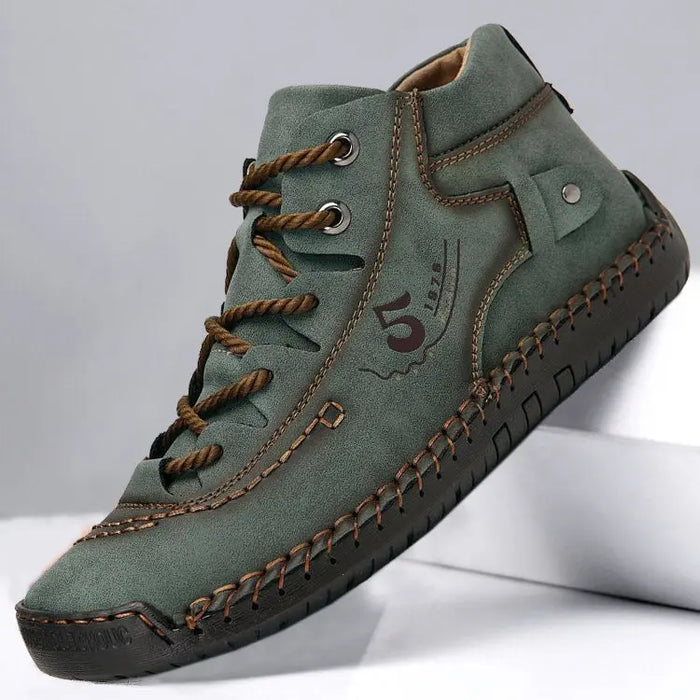 Vintage Lace-Up Black Ankle Boots for Men – Comfortable & Stylish 1