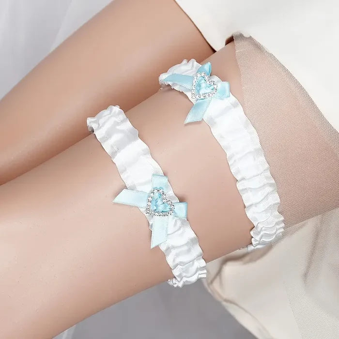Wedding Garter w Blue Bow