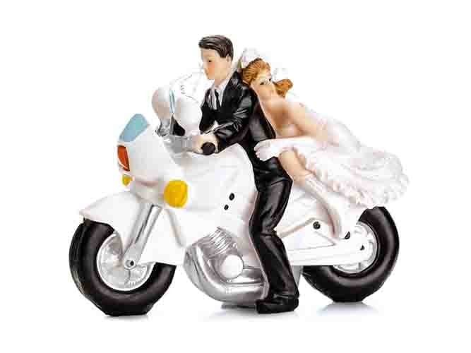 Wedding White Motorcycle - Cake Topper