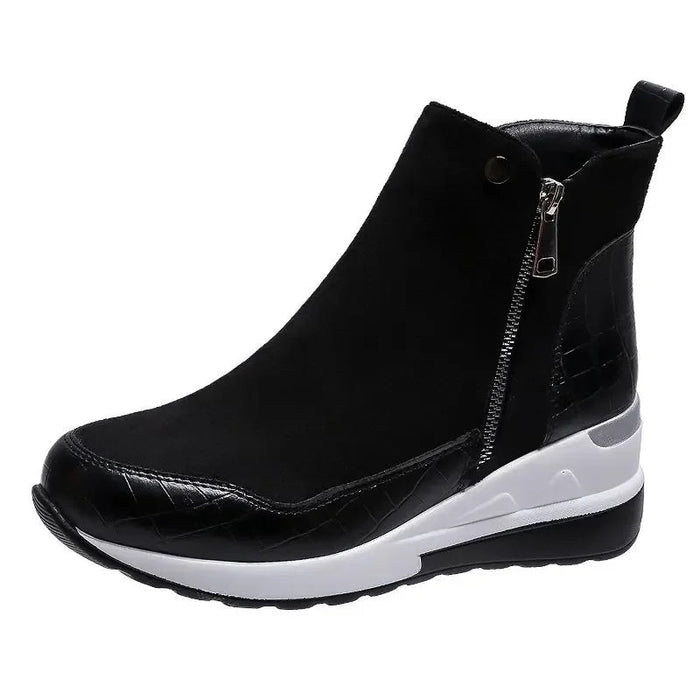 Wedge Black Ankle Boots for Women – Chic & Comfortable Platform Style