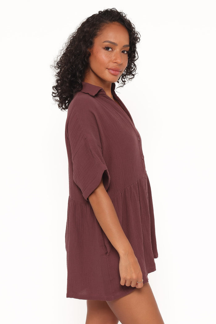 Petal and Pup USA PLAYSUITS Winny Romper -  Chocolate