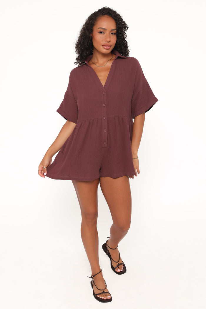 Petal and Pup USA PLAYSUITS Winny Romper -  Chocolate