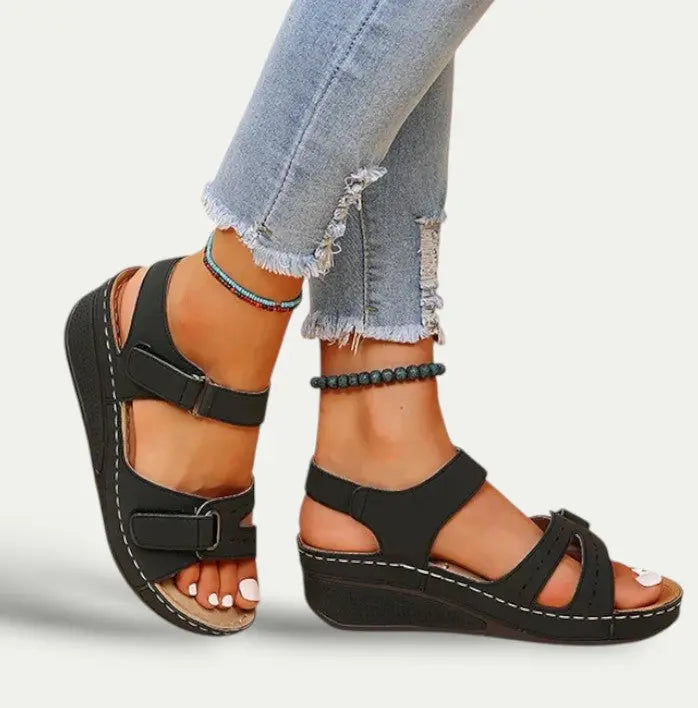 Women Leather Open Toe Casual Sandals