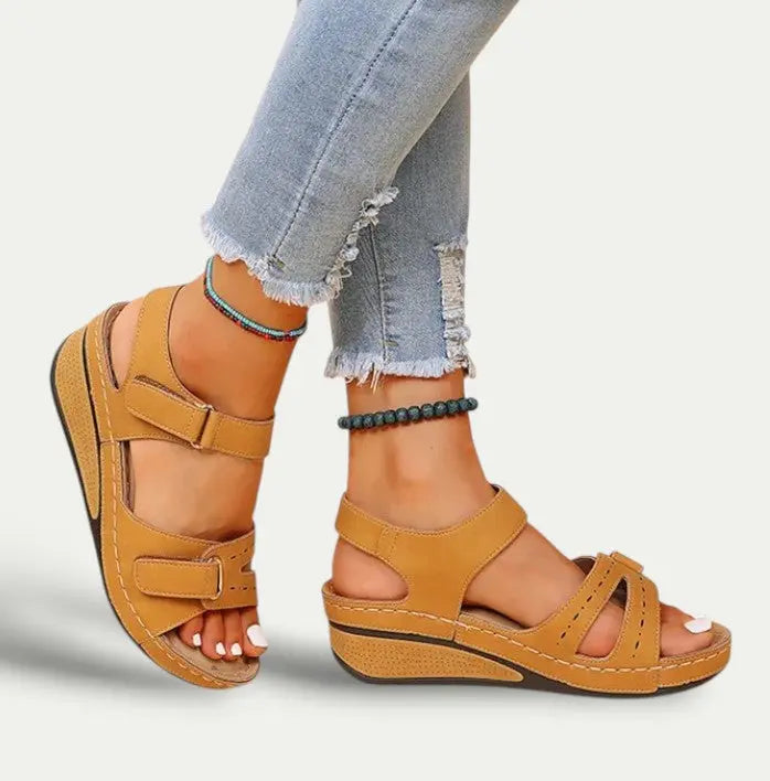 Women Leather Open Toe Casual Sandals