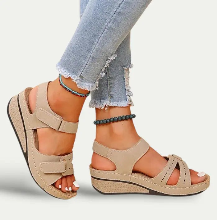 Women Leather Open Toe Casual Sandals