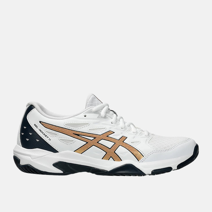 Side view of the Asics Women's Gel-Rocket 11 Volleyball Shoes.