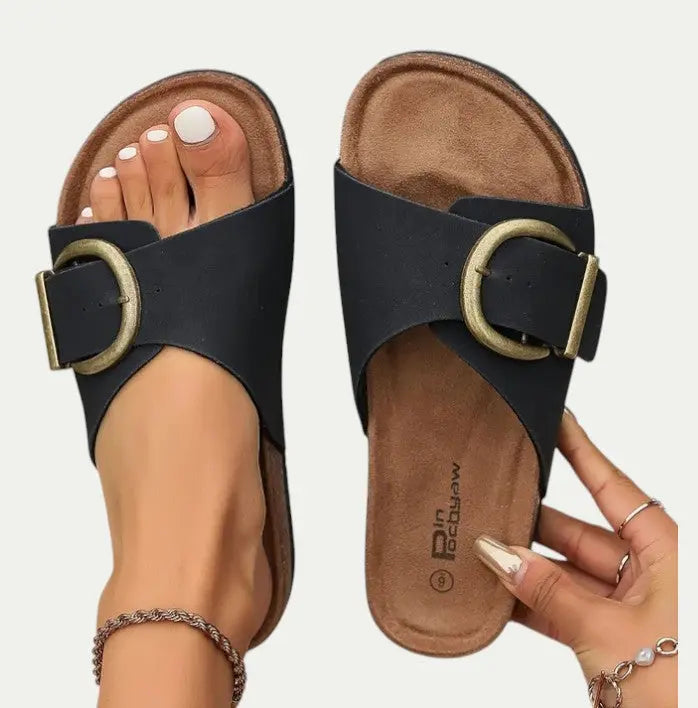 Women Comfortable Slip On Leather Sandals