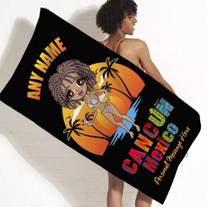 Womens Personalized Cancun Mexico Sunset Beach Towel