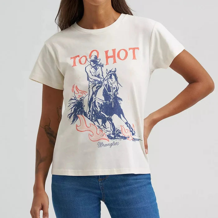 Wrangler Retro Women's S/S Too Hot Graphic Tee in Egret