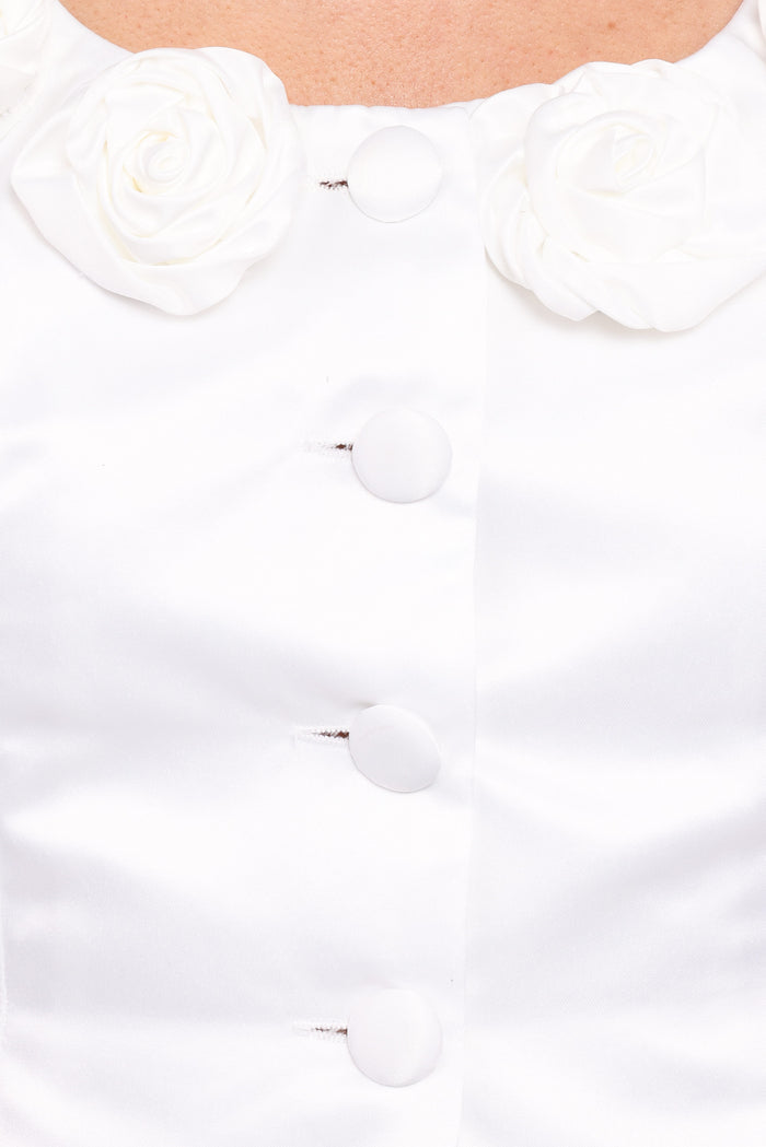 Petal and Pup USA TOPS Xara Satin Vest with Rosettes - Ivory