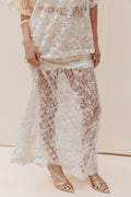 BOTTOMS Yonder Sheer Panel Lace Maxi Skirt - Pale Yellow