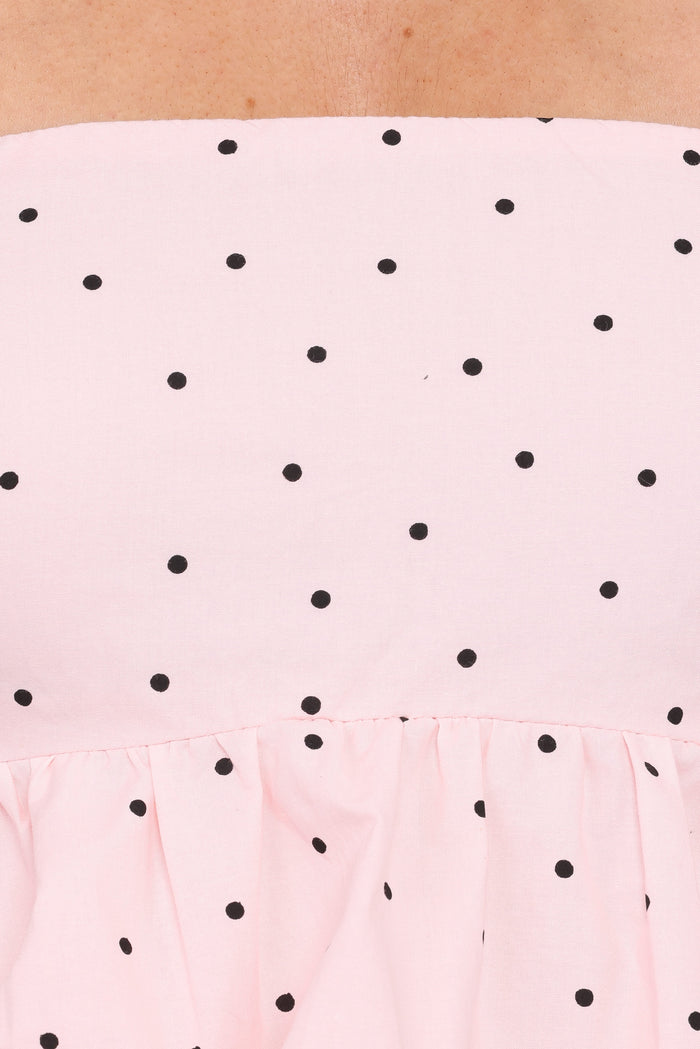 Petal and Pup USA TOPS Yvanna Bubble Hem Top - Pink Dot