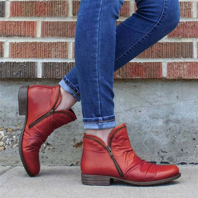 Zip-Up Ankle Boots for Women – Stylish & Comfortable
