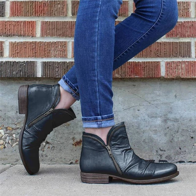 Zip-Up Ankle Boots for Women – Stylish & Comfortable