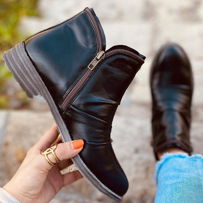 Zip-Up Ankle Boots for Women – Stylish & Comfortable